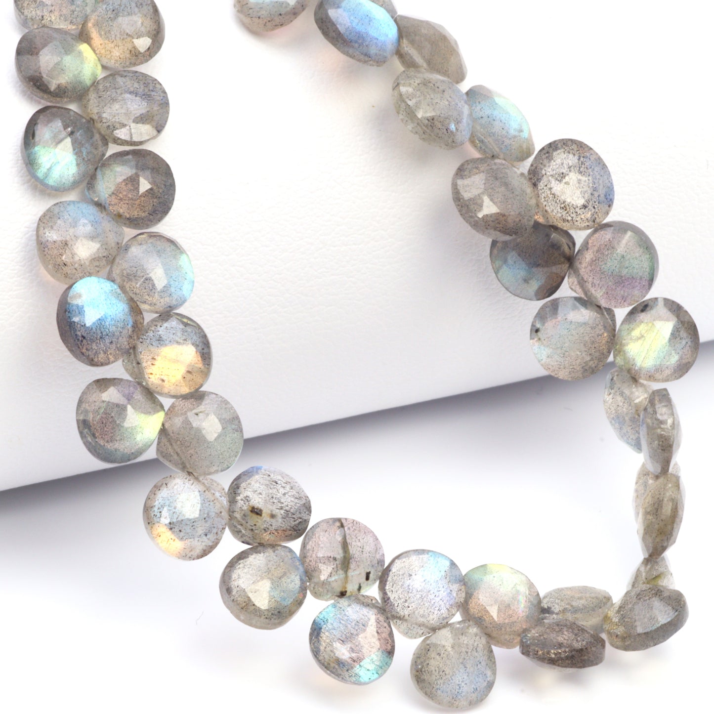 AAA Blue Labradorite 7mm Faceted Heart Shaped Briolettes