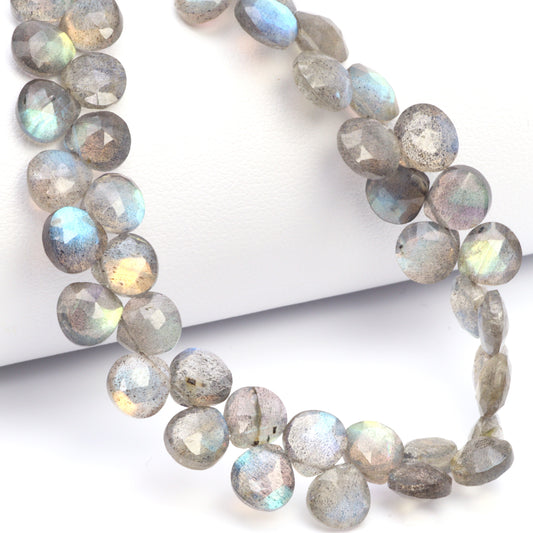 AAA Blue Labradorite 7mm Faceted Heart Shaped Briolettes