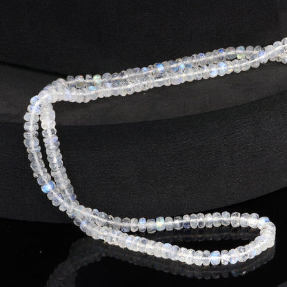 Blue Rainbow Moonstone 4mm Faceted Rondelles