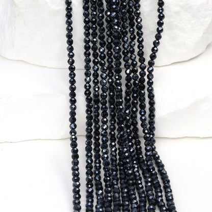 Coated Black Spinel 2.5mm Faceted Rounds Bead Strand