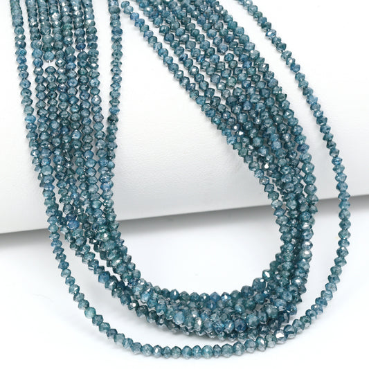 Blue Diamond 1.8mm – 3mm Hand Faceted Rondelles Bead Strand