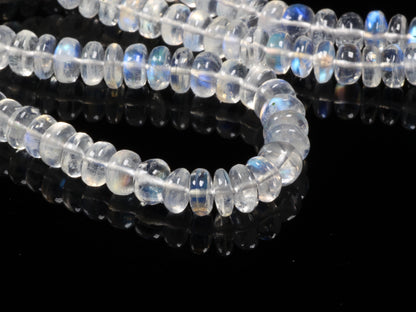 AAA Blue Rainbow Moonstone 6mm Smooth Rondelles Bead Strand