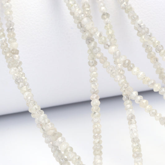 Gray Diamond 2mm - 2.2mm Hand Faceted Rondelles Bead Strand