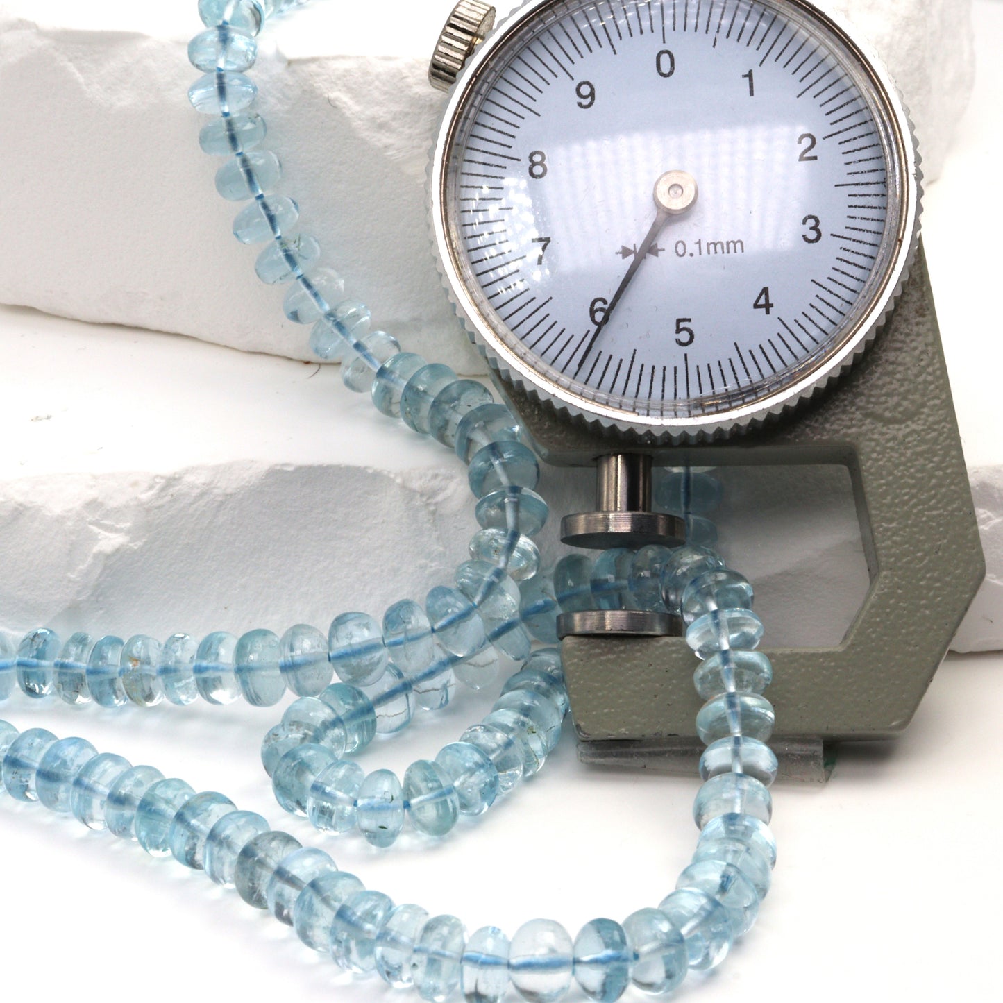 Blue Aquamarine 6mm Smooth Rondelles