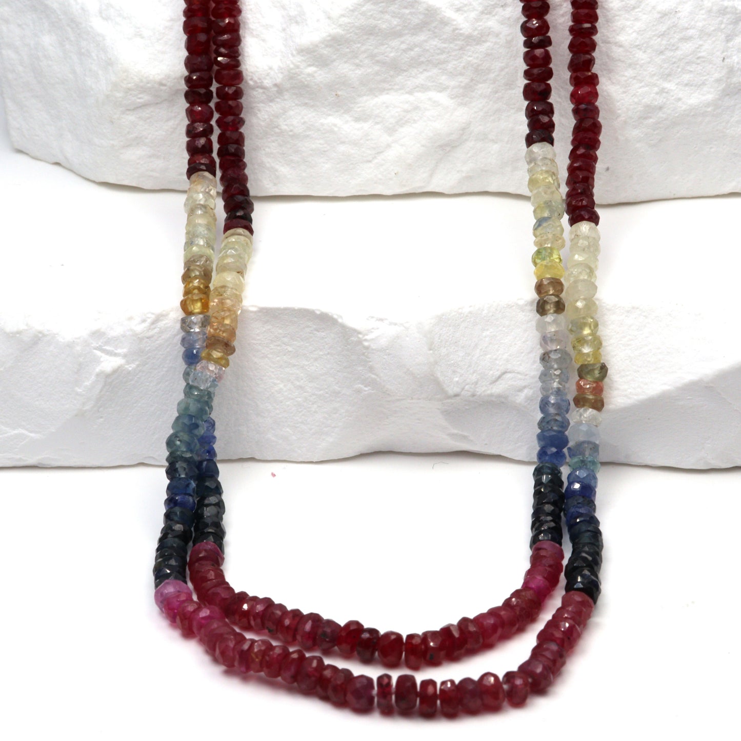 Multi Sapphire 3mm Hand Faceted Rondelles Bead Strand