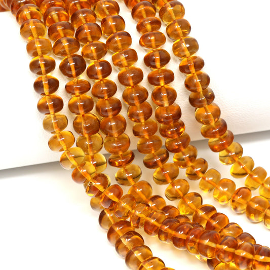Orange Madeira Citrine 5mm – 7mm Smooth Rondelles Bead Strand