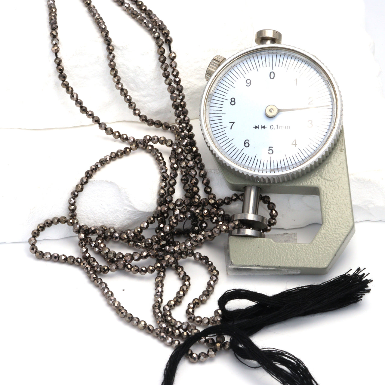 Gunmetal Plated Pyrite 2.5mm Faceted Rounds Bead Strand