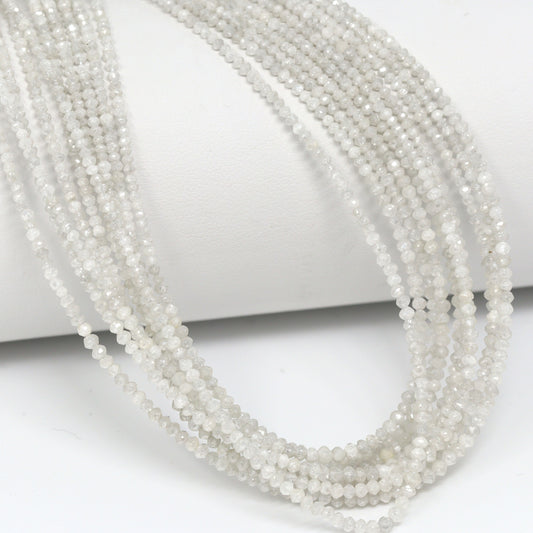 White Diamond 1.8mm – 2.2mm Hand Faceted Rondelles Bead Strand