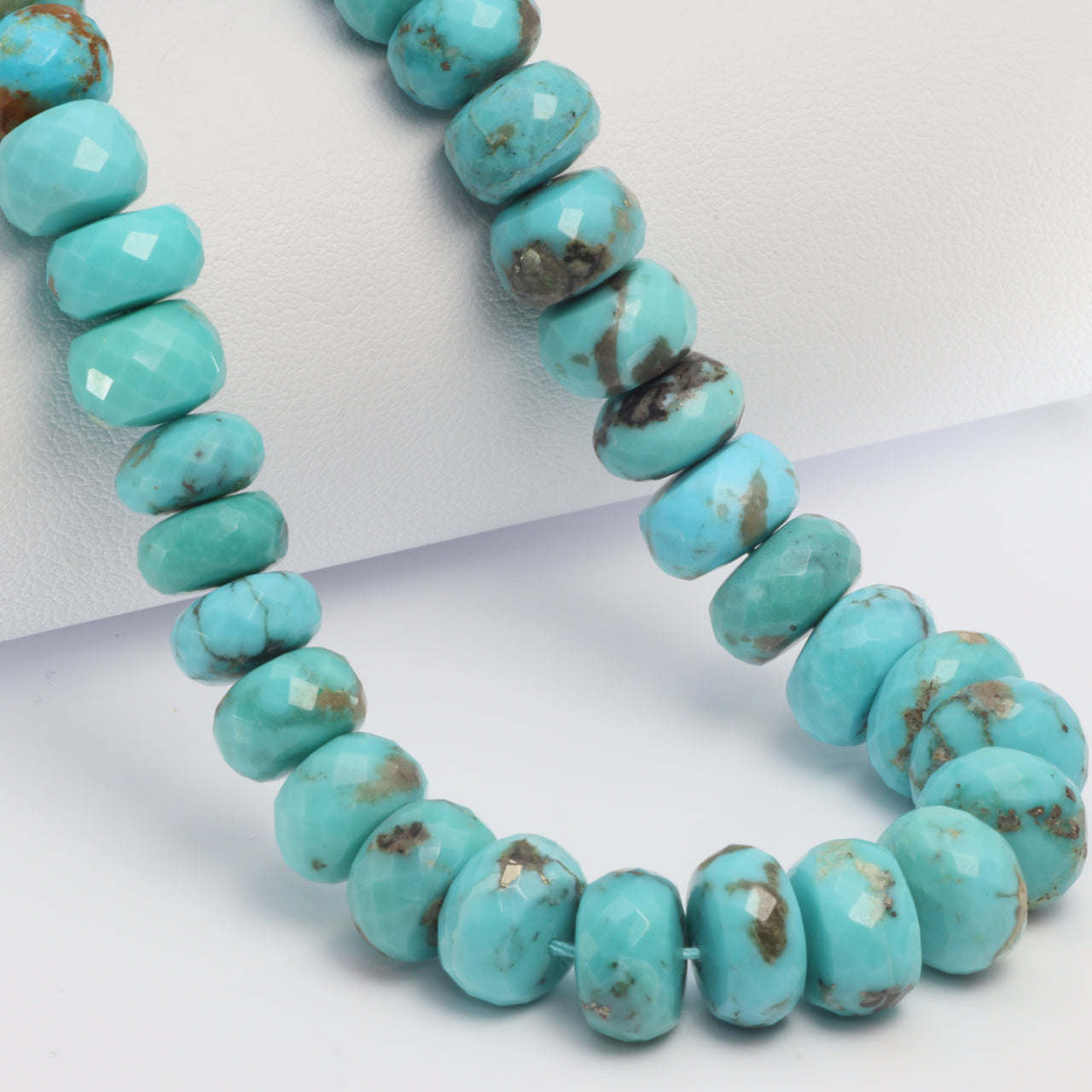 Natural Blue Turquoise 9mm Faceted Rondelles