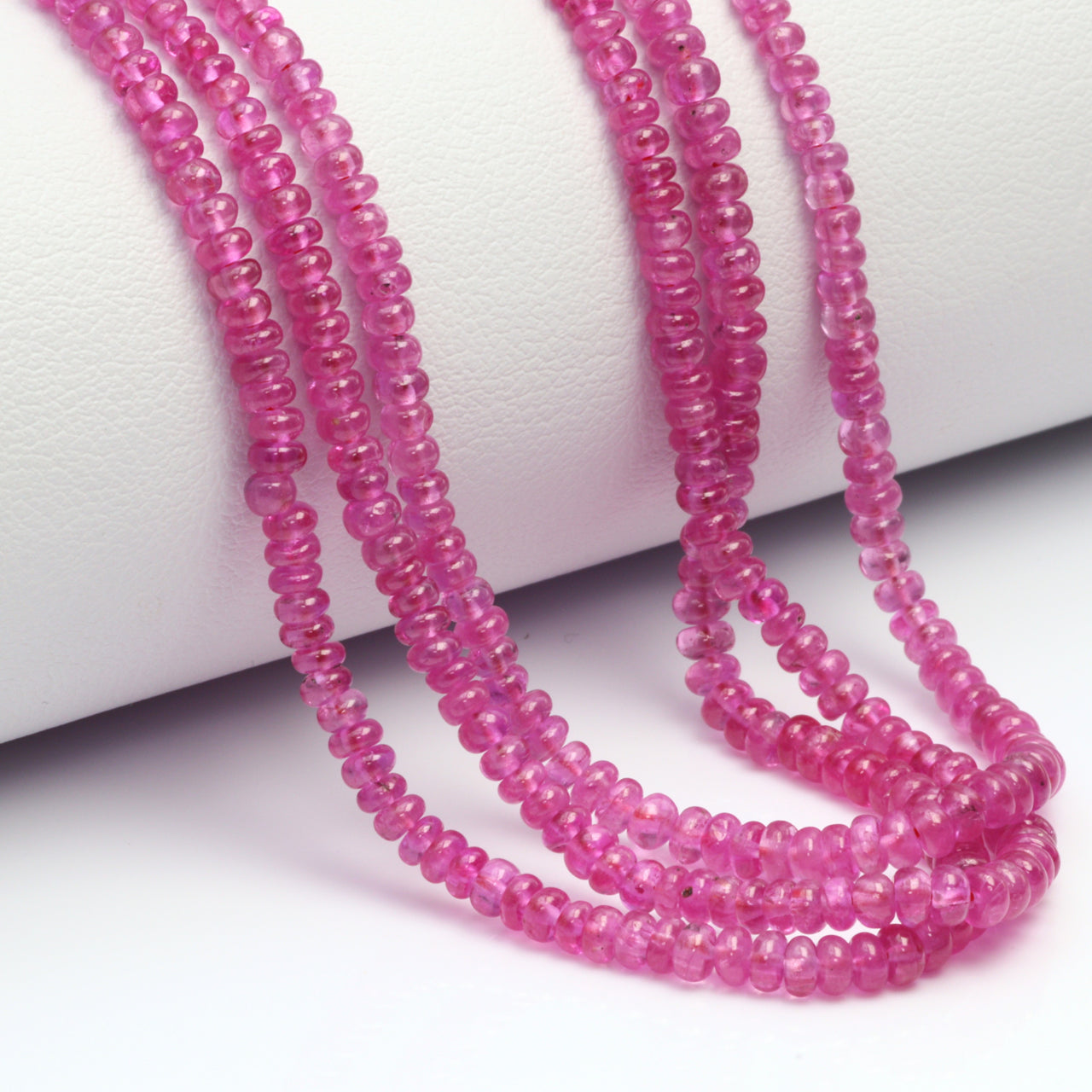 Pink Sapphire 2mm - 3mm Smooth Rondelles Bead Strand
