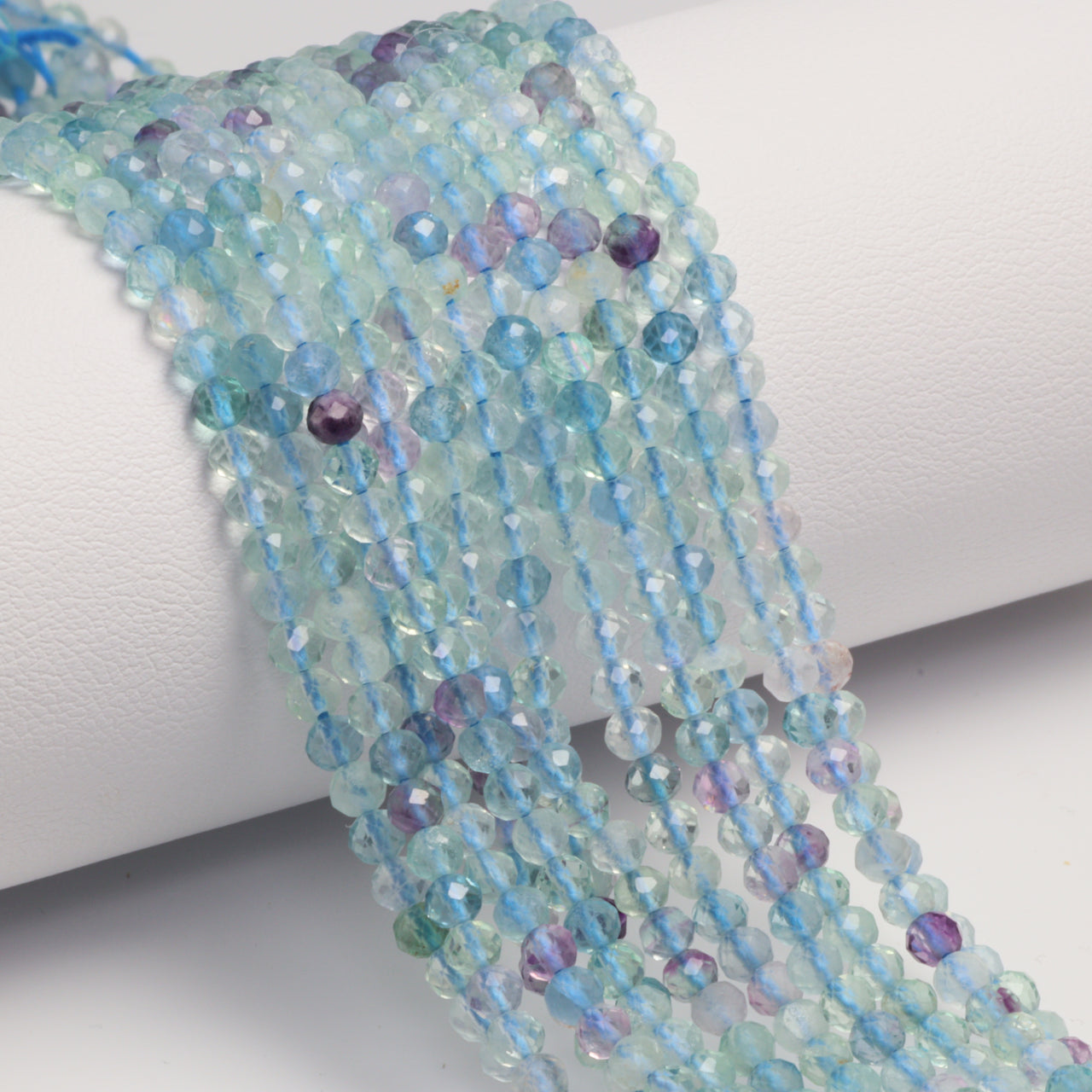 Blue Fluorite 3mm Faceted Rondelles