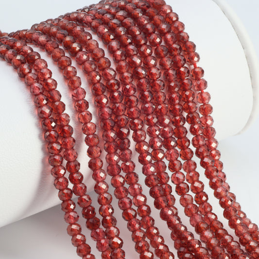 Red Garnet 3.5mm Faceted Rondelles Bead Strand