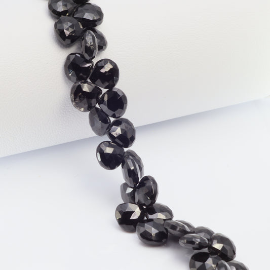 Black Spinel 7mm Faceted Heart Shaped Briolettes