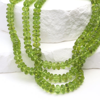 Green Peridot 6mm Faceted Rondelles Bead Strand