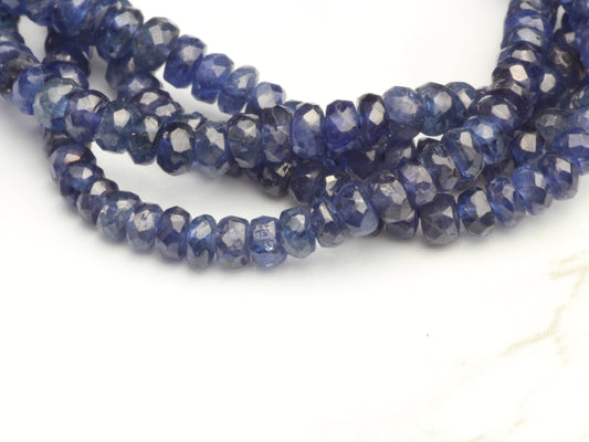 Navy Blue Sapphire 3mm Faceted Rondelles