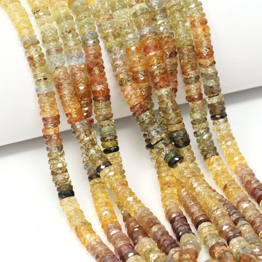 Ombre Brown Zircon 4mm – 5mm Hand Faceted Tires Bead Strand