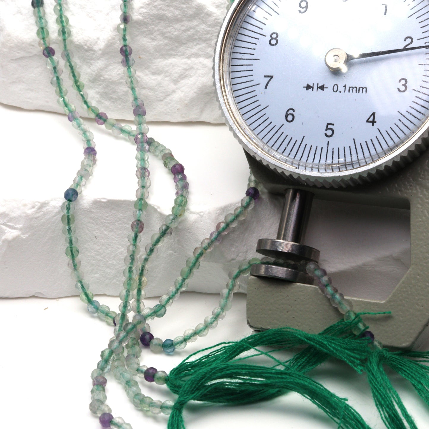 Green Fluorite 2mm Faceted Rounds Bead Strand