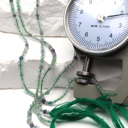 Green Fluorite 2mm Faceted Rounds Bead Strand