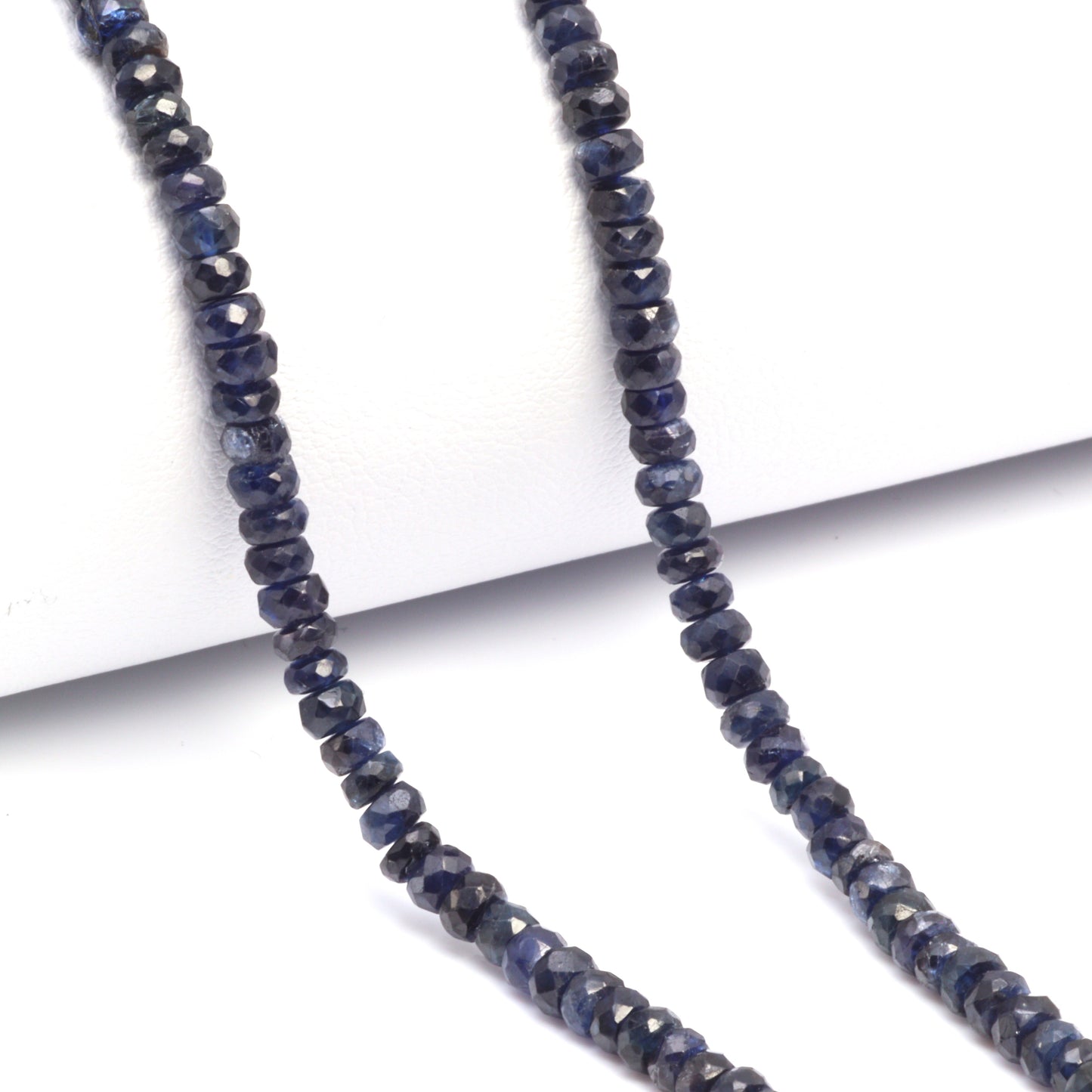 Deep Navy Blue Sapphire 3.5mm Faceted Rondelles