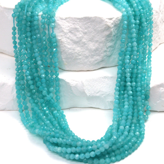 Blue Amazonite 2.5mm Faceted Rounds Bead Strand