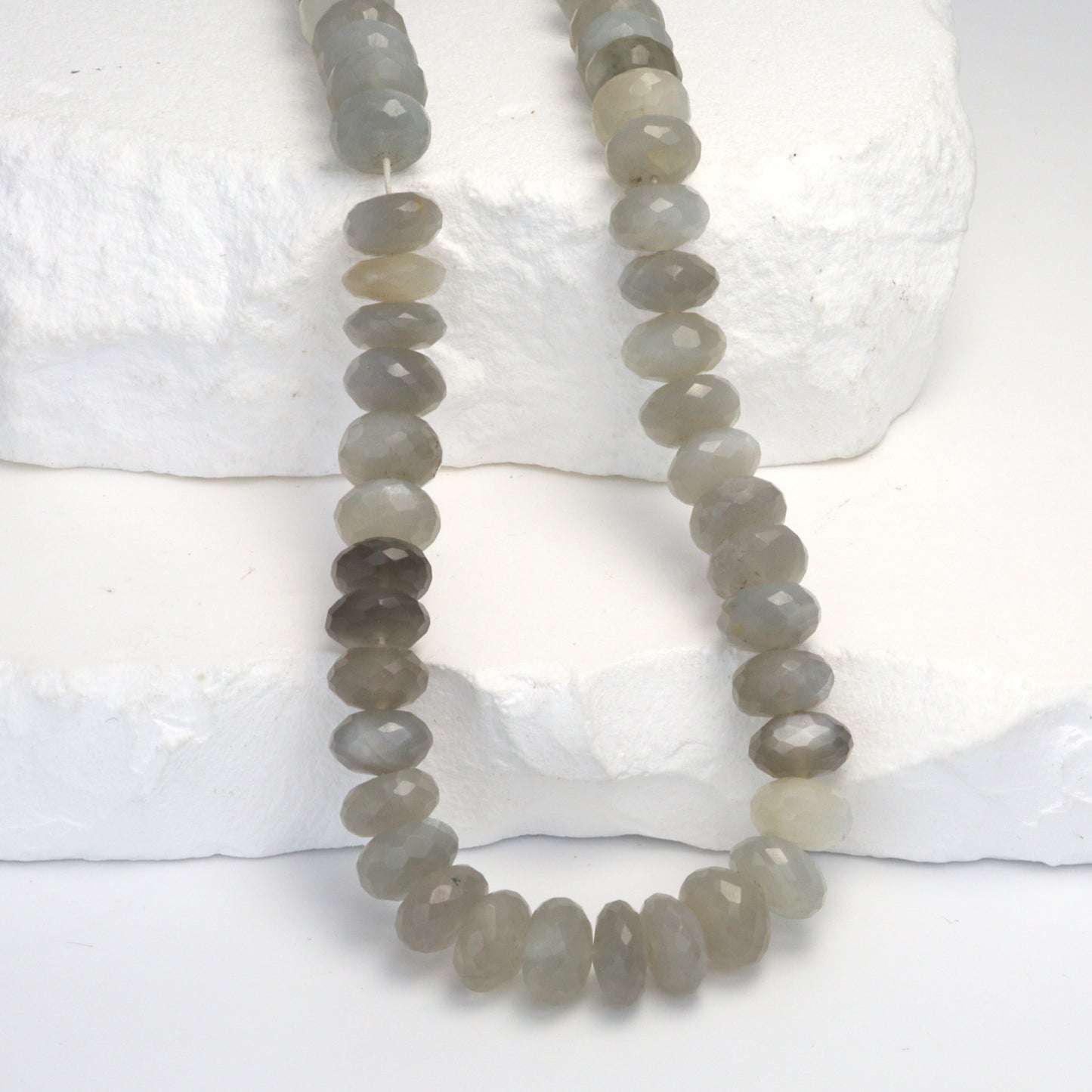 Ombre Gray Moonstone 8mm Faceted Rondelles