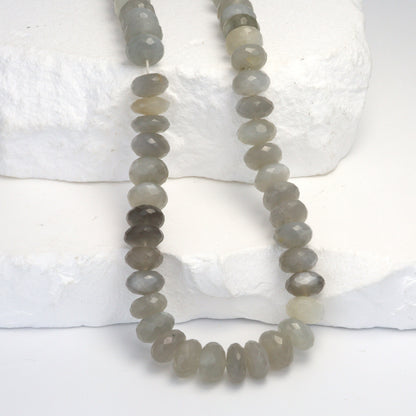 Ombre Gray Moonstone 8mm Faceted Rondelles