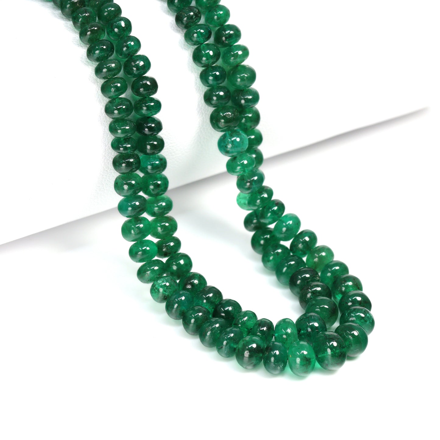 Green Emerald 4mm - 7mm Smooth Rondelles Bead Strand