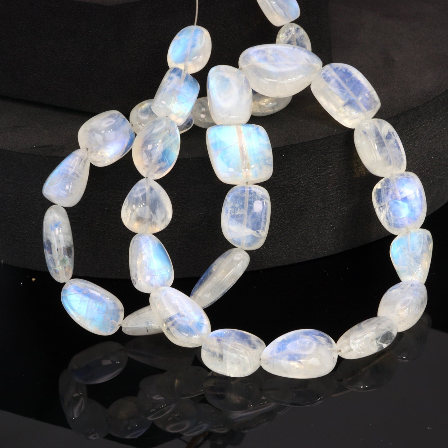 AAA Blue Rainbow Moonstone 14x10mm Smooth Nuggets