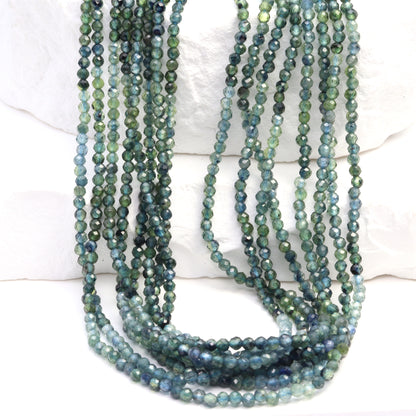 Ombre Blue Sapphire 2mm Faceted Rounds