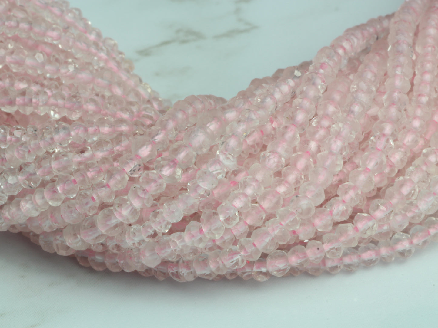Pink Rose Quartz 2.5mm Faceted Rondelles