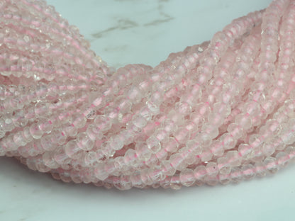 Pink Rose Quartz 2.5mm Faceted Rondelles