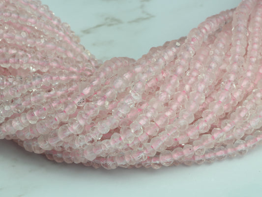 Pink Rose Quartz 2.5mm Faceted Rondelles