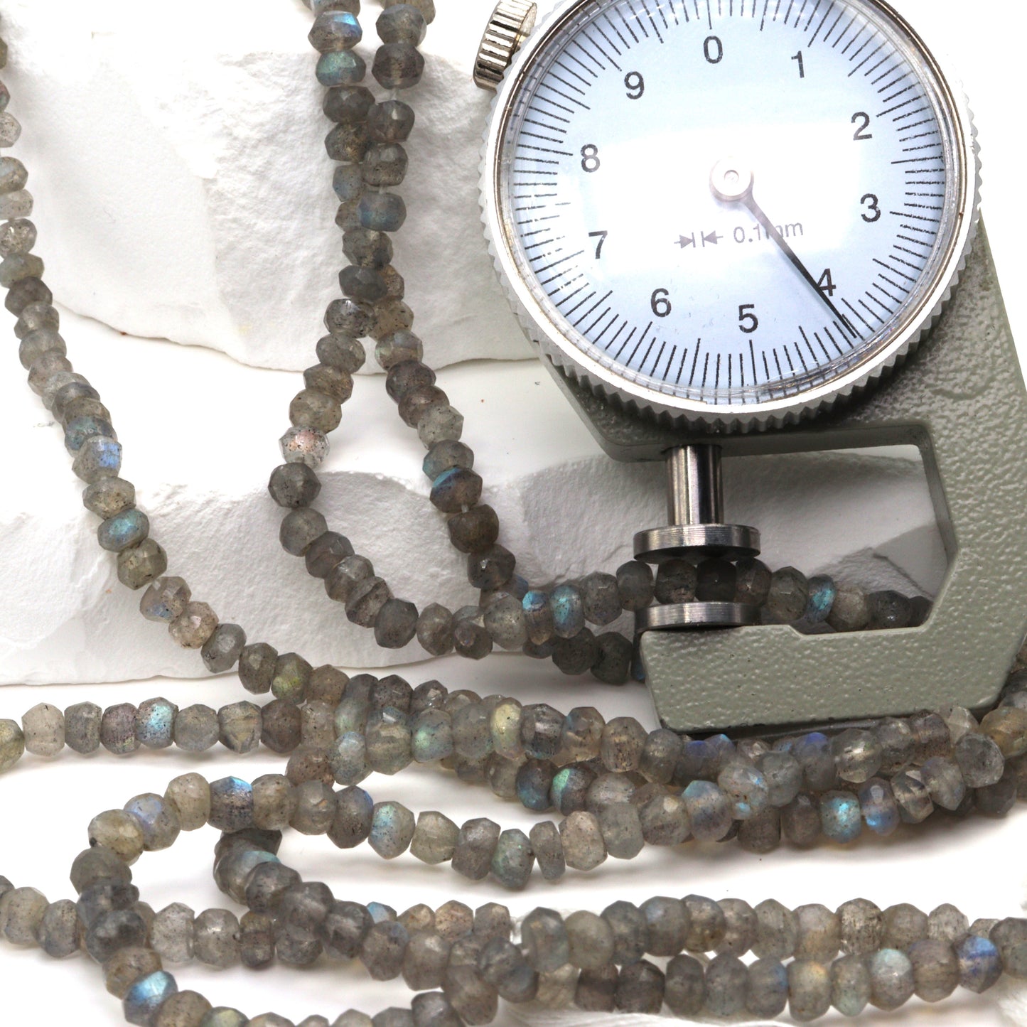 Blue Labradorite 4mm Faceted Rondelles
