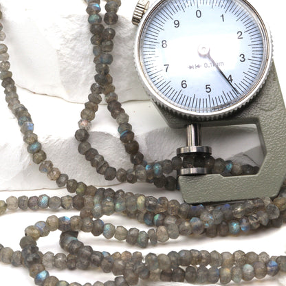 Blue Labradorite 4mm Faceted Rondelles