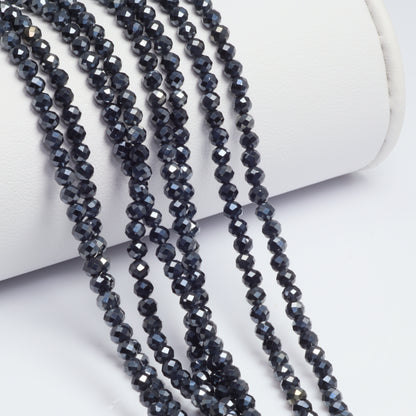 Coated Black Spinel 3mm Faceted Rounds Bead Strand