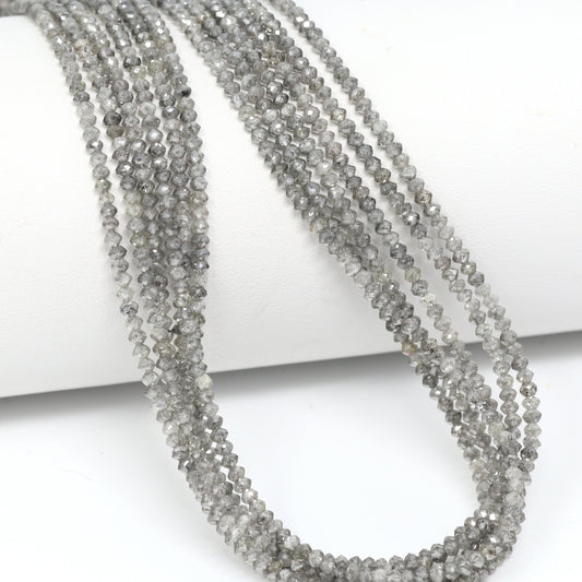 Gray Diamond 2.2mm – 2.5mm Hand Faceted Rondelles Bead Strand