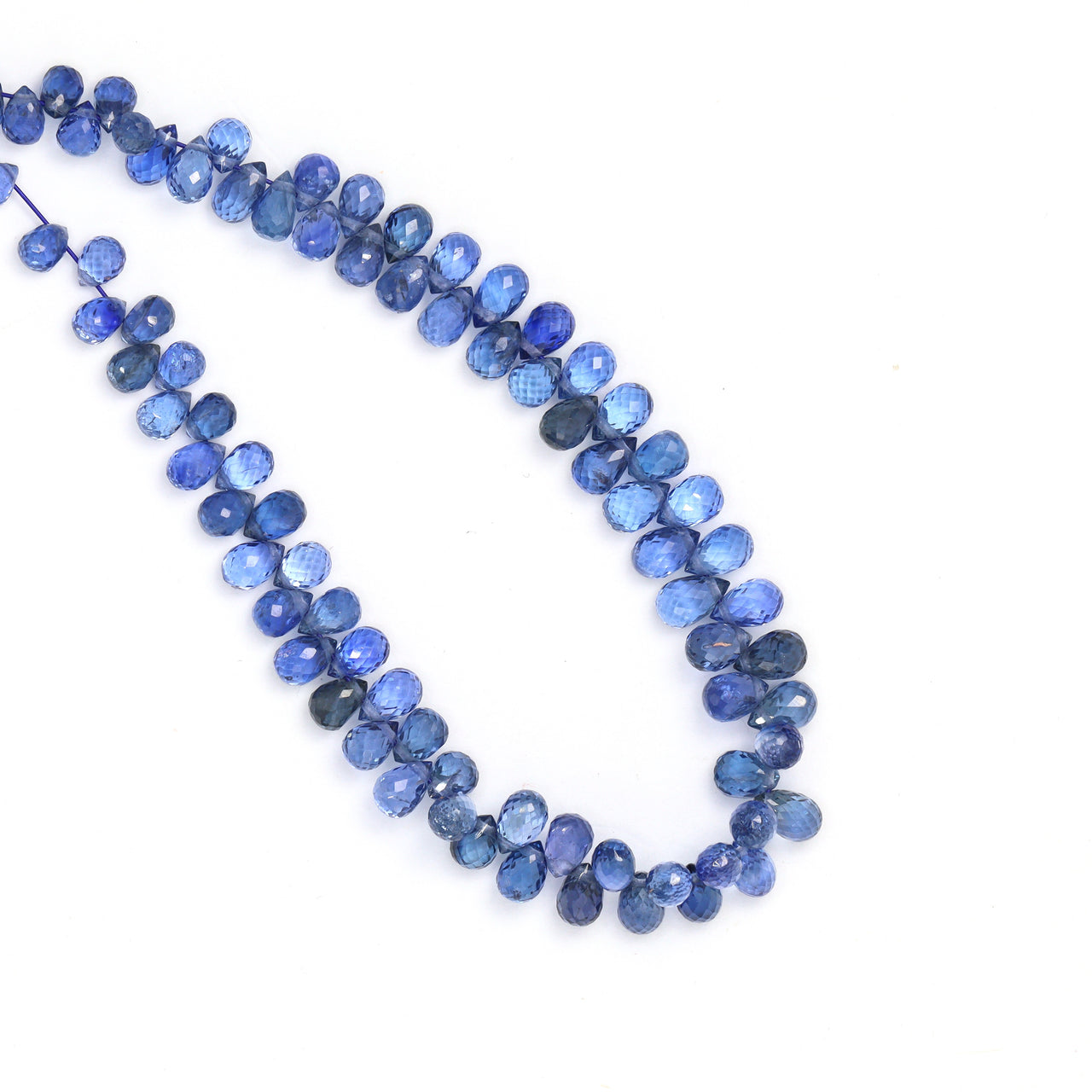 Royal Blue Sapphire 4x2mm Faceted Teardrop Briolettes Bead Strand