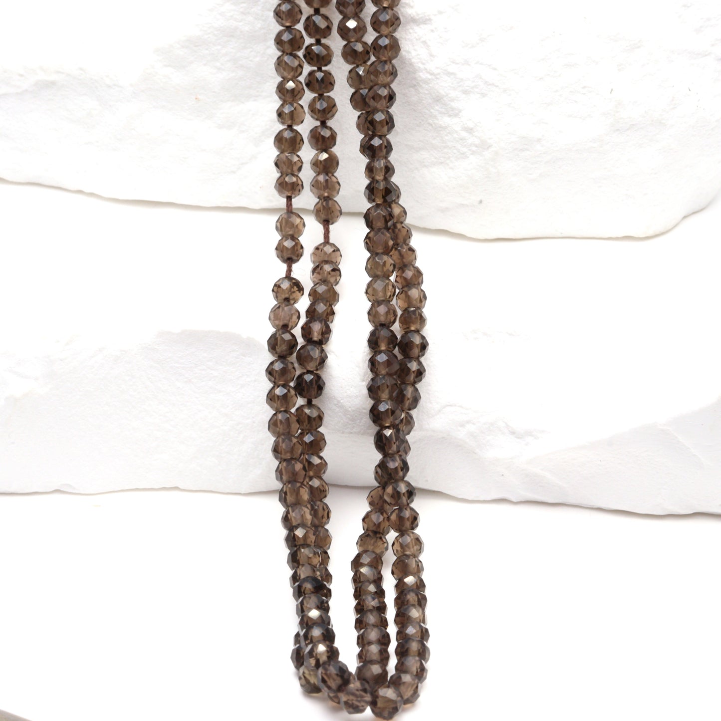 Brown Smoky Quartz 3mm Faceted Rondelles Bead Strand