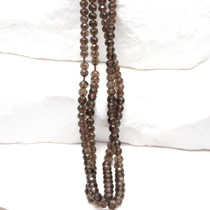 Brown Smoky Quartz 3mm Faceted Rondelles Bead Strand