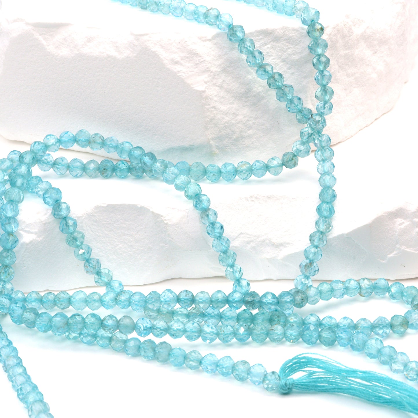 Sea Blue Apatite 4mm Faceted Rondelles Bead Strand
