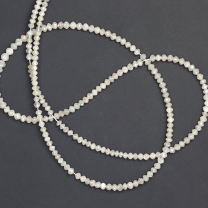 Gray Diamond 2.2mm - 2.8mm Hand Faceted Rondelles Bead Strand