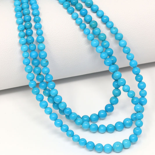 Natural Blue Turquoise 3mm – 3.5mm Smooth Rounds Bead Strand