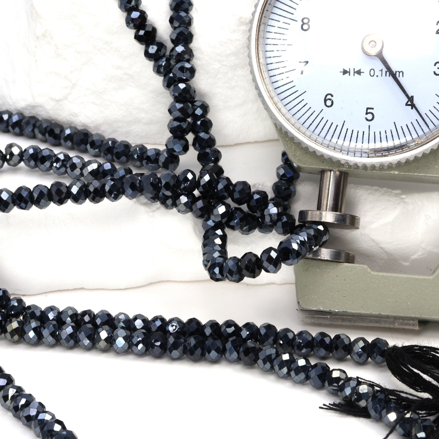 Coated Black Spinel 4mm Faceted Rondelles Bead Strand