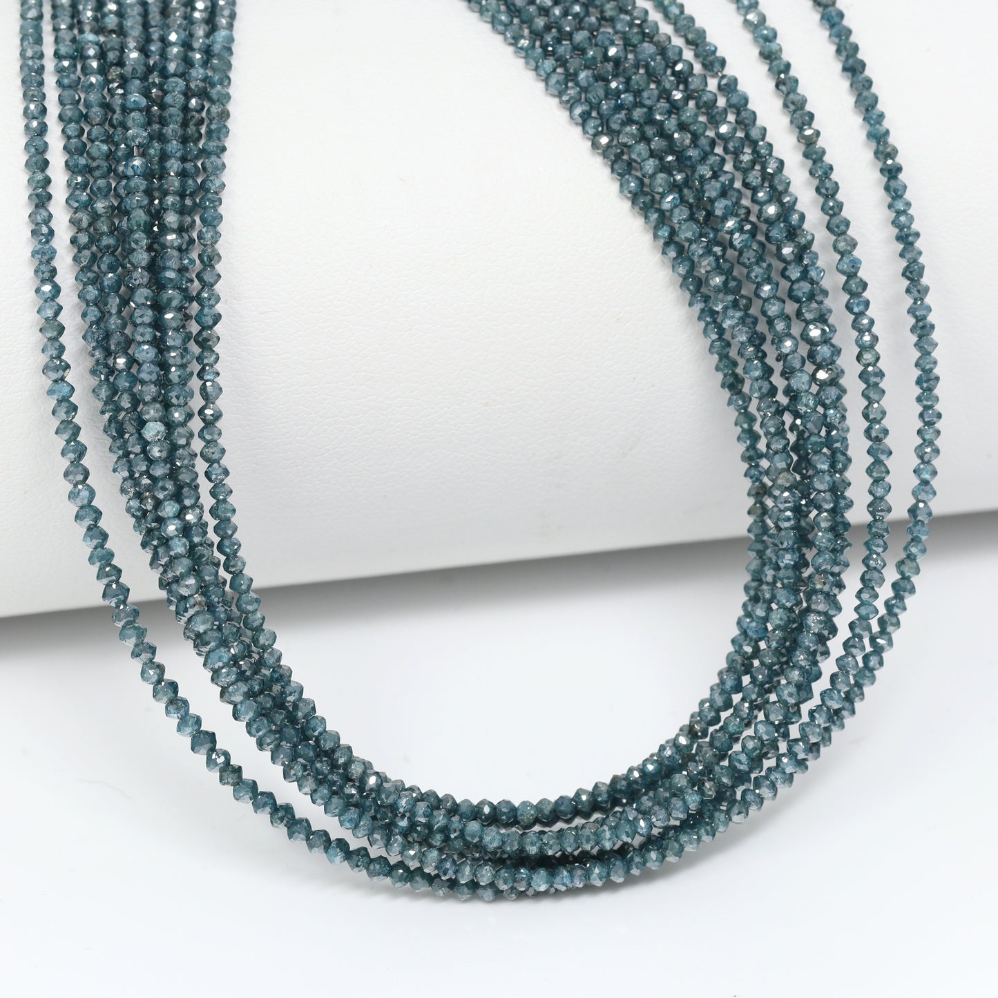 Blue Diamond 1.9mm Hand Faceted Rondelles Bead Strand