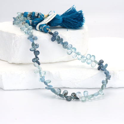 Blue Moss Aquamarine 6x4mm Faceted Pear Shaped Briolettes