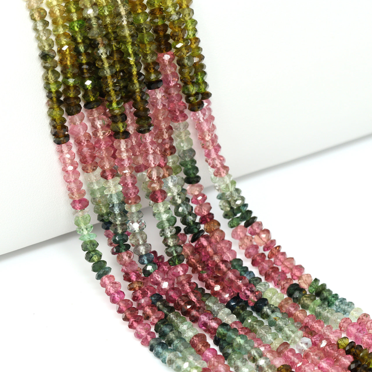 Watermelon Tourmaline 3.5mm Hand Faceted Rondelles Bead Strand