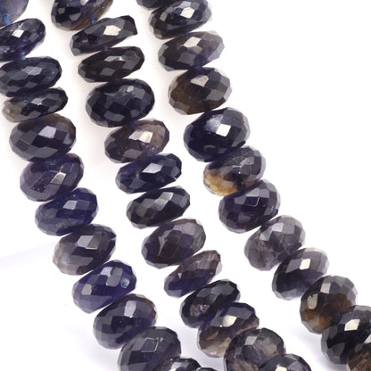 Blue Iolite 10mm Faceted Rondelles Bead Strand