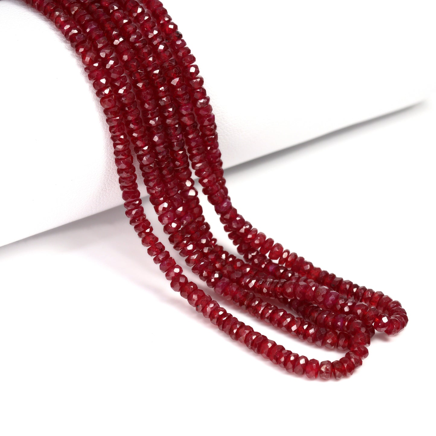 Red Ruby 2.5mm – 3.5mm Hand Faceted Rondelles Bead Strand