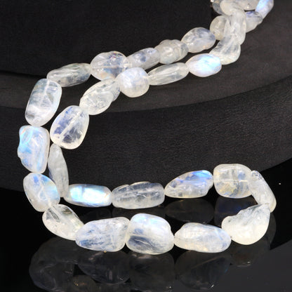 AA Blue Rainbow Moonstone 12x7mm - 20x15mm Smooth Nuggets Bead Strand