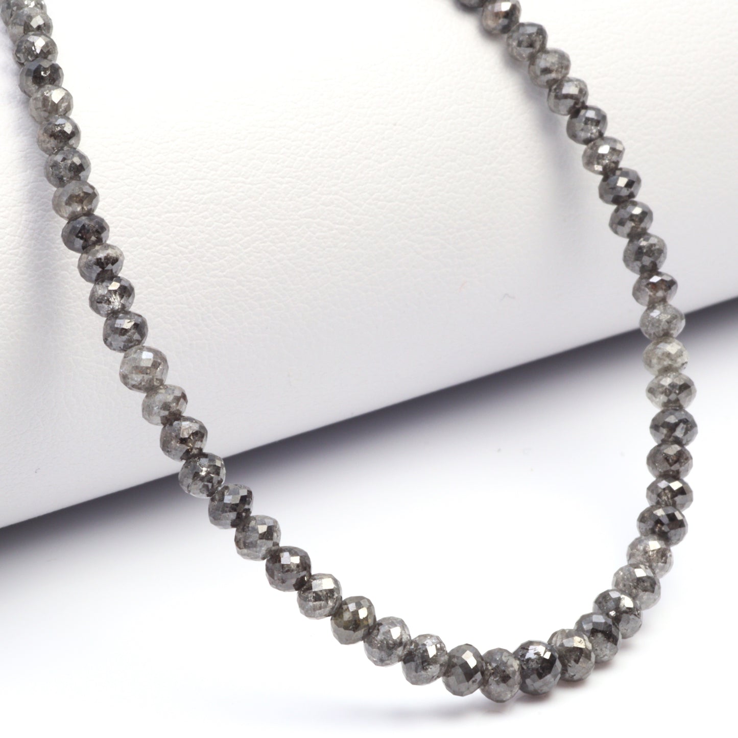 Gray Diamond 2.5mm - 4mm Hand Faceted Rondelles Bead Strand
